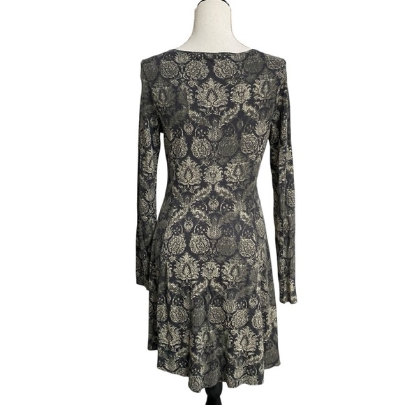 Peruvian Connection Small Black Cream Paisley Knit Boho Fit Flare Dress - Picture 12 of 15